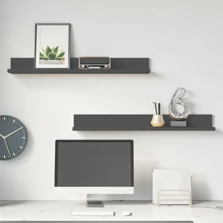 Wall shelves 2 pcs solid gray pine wood 80x11x9 cm by vidaXL, Shelves and shelves - Ref: Foro24-823606, Price: 29,73 €, Disco...
