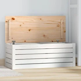 Solid white pine storage box 89x36.5x33 cm by vidaXL, Closets and storage - Ref: Foro24-823620, Price: 76,57 €, Discount: %