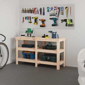 Banco de trabajo de madera maciza de pino 142,5x50x80 cm de vidaXL, Mesas de trabajo - Ref: Foro24-823649, Precio: 141,59 €, ...