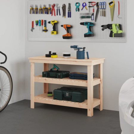 Werkbank aus massivem Kiefernholz, 110,5 x 50 x 80 cm von vidaXL, Arbeitstische - Ref: Foro24-823644, Preis: 117,35 €, Rabatt: %