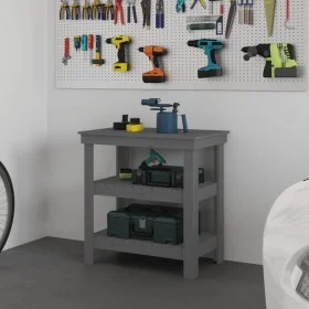 Werkbank aus massivem Kiefernholz grau 78,5x50x80 cm von vidaXL, Arbeitstische - Ref: Foro24-823641, Preis: 111,94 €, Rabatt: %