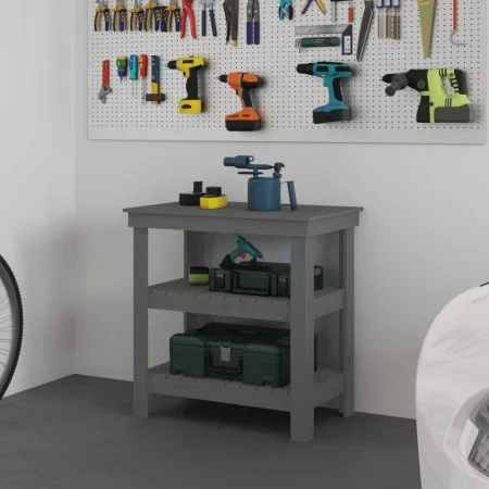 Solid gray pine wood workbench 78.5x50x80 cm by vidaXL, Work tables - Ref: Foro24-823641, Price: 111,94 €, Discount: %
