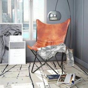 Silla Butterfly de cuero auténtico marrón de vidaXL, Sillones - Ref: Foro24-243728, Precio: 95,59 €, Descuento: %