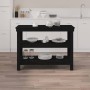 Werkbank aus massivem Kiefernholz schwarz 110,5x50x80 cm von vidaXL, Arbeitstische - Ref: Foro24-823648, Preis: 143,40 €, Rab...