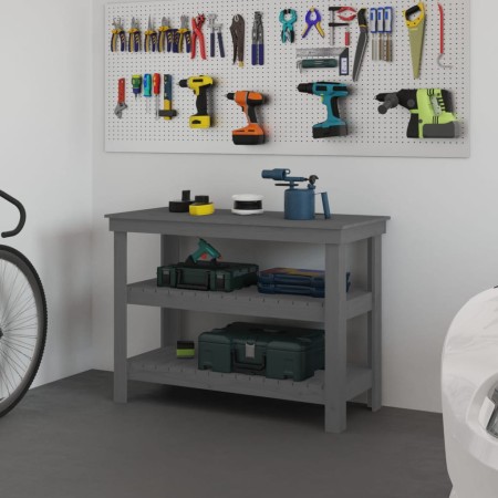 Solid gray pine wood workbench 110.5x50x80 cm by vidaXL, Work tables - Ref: Foro24-823646, Price: 124,64 €, Discount: %