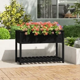 Planter with shelf solid black pine wood 111.5x54x81 cm by vidaXL, Pots and planters - Ref: Foro24-823791, Price: 110,58 €, D...