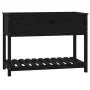 Planter with shelf solid black pine wood 111.5x54x81 cm by vidaXL, Pots and planters - Ref: Foro24-823791, Price: 110,58 €, D...