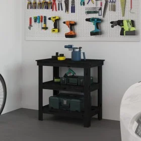 Solid black pine wood workbench 78.5x50x80 cm by vidaXL, Work tables - Ref: Foro24-823643, Price: 92,17 €, Discount: %