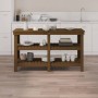Solid pine wood workbench honey brown 142.5x50x80 cm by vidaXL, Work tables - Ref: Foro24-823652, Price: 139,30 €, Discount: %