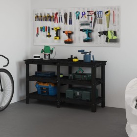 Solid black pine wood workbench 142.5x50x80 cm by vidaXL, Work tables - Ref: Foro24-823653, Price: 125,78 €, Discount: %