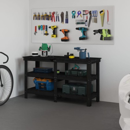 Solid black pine wood workbench 142.5x50x80 cm by vidaXL, Work tables - Ref: Foro24-823653, Price: 125,78 €, Discount: %