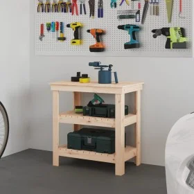 Solid pine wood workbench 78.5x50x80 cm by vidaXL, Work tables - Ref: Foro24-823639, Price: 94,76 €, Discount: %