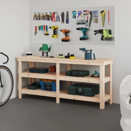 Solid pine wood workbench 181x50x80 cm by vidaXL, Work tables - Ref: Foro24-823654, Price: 191,39 €, Discount: %