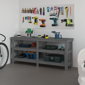 Solid gray pine wood workbench 181x50x80 cm by vidaXL, Work tables - Ref: Foro24-823656, Price: 218,57 €, Discount: %