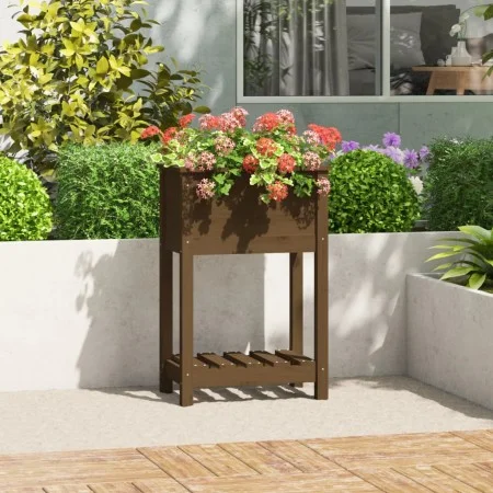 Jardinera de madera maciza de pino marrón 54x34,5x81 cm de vidaXL, Maceteros y jardineras - Ref: Foro24-823755, Precio: 55,85...