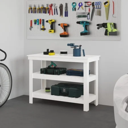 Solid white pine wood workbench 110.5x50x80 cm by vidaXL, Work tables - Ref: Foro24-823645, Price: 130,52 €, Discount: %