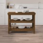 Banco de trabajo madera maciza pino marrón miel 110,5x50x80 cm de vidaXL, Mesas de trabajo - Ref: Foro24-823647, Precio: 125,...
