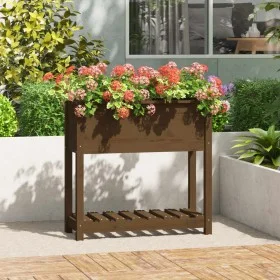 Planter with shelf solid brown pine wood 82.5x34.5x81 cm by vidaXL, Pots and planters - Ref: Foro24-823762, Price: 69,07 €, D...