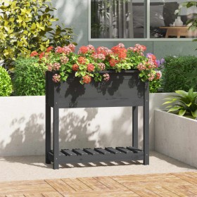 Planter with shelf solid gray pine wood 82.5x34.5x81 cm by vidaXL, Pots and planters - Ref: Foro24-823761, Price: 77,82 €, Di...