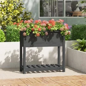 Planter with shelf solid gray pine wood 82.5x34.5x81 cm by vidaXL, Pots and planters - Ref: Foro24-823761, Price: 77,10 €, Di...