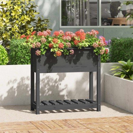Planter with shelf solid gray pine wood 82.5x34.5x81 cm by vidaXL, Pots and planters - Ref: Foro24-823761, Price: 77,82 €, Di...