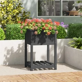 Planter with shelf solid gray pine wood 54x34.5x81 cm by vidaXL, Pots and planters - Ref: Foro24-823775, Price: 62,88 €, Disc...