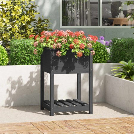Planter with shelf solid gray pine wood 54x34.5x81 cm by vidaXL, Pots and planters - Ref: Foro24-823775, Price: 66,26 €, Disc...