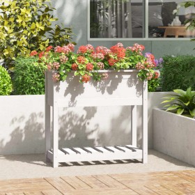 Planter with shelf solid white pine wood 82.5x34.5x81 cm by vidaXL, Pots and planters - Ref: Foro24-823760, Price: 94,95 €, D...