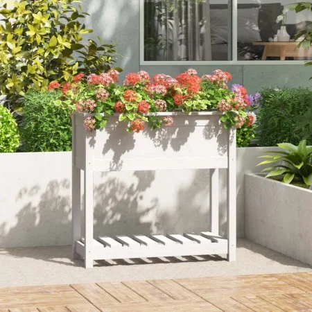 Planter with shelf solid white pine wood 82.5x34.5x81 cm by vidaXL, Pots and planters - Ref: Foro24-823760, Price: 77,10 €, D...