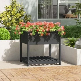 Planter with shelf solid gray pine wood 82.5x82.5x81 cm by vidaXL, Pots and planters - Ref: Foro24-823796, Price: 99,80 €, Di...