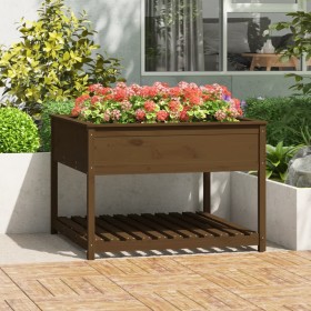 Planter and shelf solid brown pine wood 111.5x111.5x81 cm by vidaXL, Pots and planters - Ref: Foro24-823804, Price: 157,00 €,...