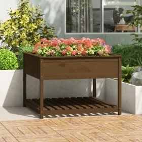 Planter and shelf solid brown pine wood 111.5x111.5x81 cm by vidaXL, Pots and planters - Ref: Foro24-823804, Price: 149,02 €,...