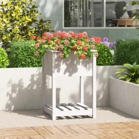 Planter with shelf solid white pine wood 54x54x81 cm by vidaXL, Pots and planters - Ref: Foro24-823774, Price: 65,64 €, Disco...