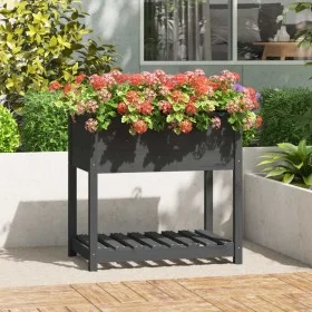 Planter with shelf solid gray pine wood 82.5x54x81 cm by vidaXL, Pots and planters - Ref: Foro24-823782, Price: 83,85 €, Disc...