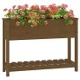Planter with shelf solid brown pine wood 111.5x34.5x81cm by vidaXL, Pots and planters - Ref: Foro24-823769, Price: 85,26 €, D...