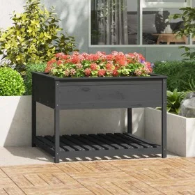 Planter with shelf solid gray pine wood 111.5x111.5x81 cm by vidaXL, Pots and planters - Ref: Foro24-823803, Price: 155,53 €,...