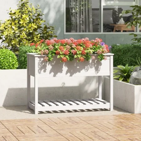 Planter with shelf solid white pine wood 111.5x54x81 cm by vidaXL, Pots and planters - Ref: Foro24-823788, Price: 100,10 €, D...