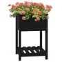 Planter with shelf solid black pine wood 54x54x81 cm by vidaXL, Pots and planters - Ref: Foro24-823777, Price: 65,64 €, Disco...
