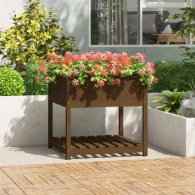 Planter with shelf solid brown pine wood 82.5x82.5x81 cm by vidaXL, Pots and planters - Ref: Foro24-823797, Price: 104,74 €, ...