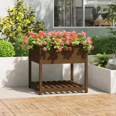 Planter with shelf solid brown pine wood 82.5x82.5x81 cm by vidaXL, Pots and planters - Ref: Foro24-823797, Price: 105,73 €, ...