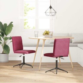 Sillas de comedor 2 unidades terciopelo rojo tinto Sillas de comedor 2 unidades terciopelo rojo tinto