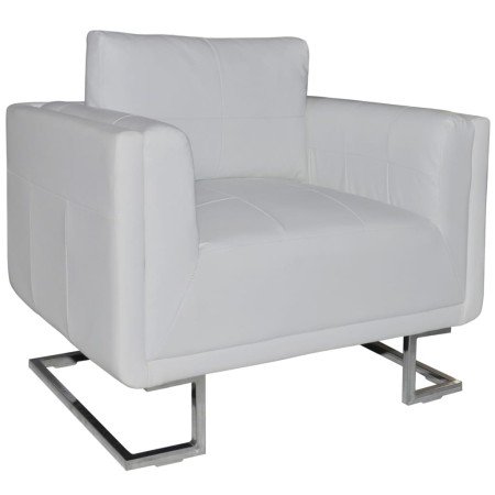 Sillón con patas cromadas cuero sintético blanco en Sillones | Comprar online en Foro24
