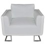 Sillón con patas cromadas cuero sintético blanco