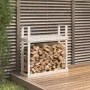 Kaminholzregal aus massivem weißem Kiefernholz, 110 x 35 x 108,5 cm von vidaXL, Zubehör für Taschen und Brennholzhalter - Ref...