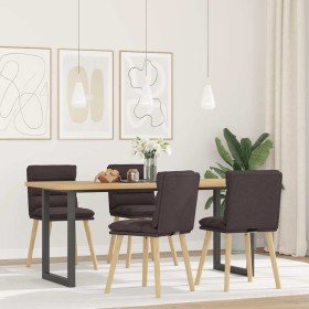 Sillas de comedor 4 unidades tela marrón oscuro Sillas de comedor 4 unidades tela marrón oscuro