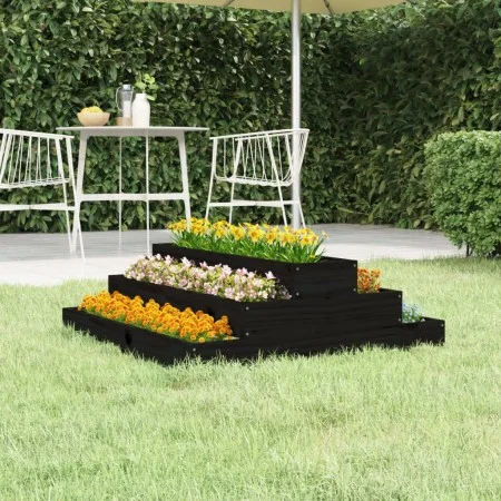 Solid black pine wood planter 80x80x27 cm by vidaXL, Pots and planters - Ref: Foro24-823896, Price: 44,75 €, Discount: %