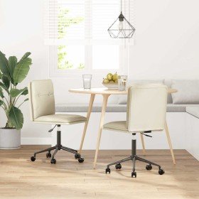 Sillas de comedor 2 unidades cuero sintético crema Sillas de comedor 2 unidades cuero sintético crema