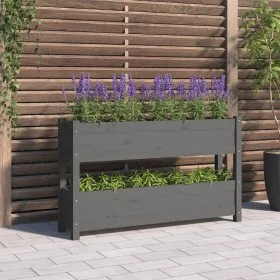 Solid gray pine wood planter 112x25x66 cm by vidaXL, Pots and planters - Ref: Foro24-823929, Price: 80,66 €, Discount: %