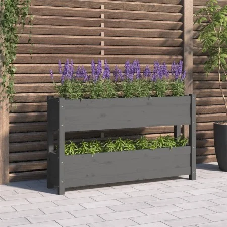Jardinera de madera maciza de pino gris 112x25x66 cm de vidaXL, Maceteros y jardineras - Ref: Foro24-823929, Precio: 83,93 €,...