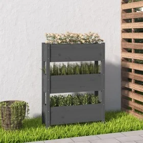 Solid gray pine wood planter 77x25x104.5 cm by vidaXL, Pots and planters - Ref: Foro24-823936, Price: 94,26 €, Discount: %